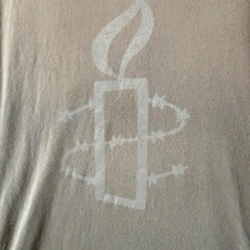 American Apparel Amnesty International Graphic T-Shirt Gray Mens Large - Picture 3 of 10